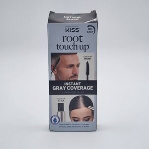 Kiss Root Touch Up Instant Gray Coverage Natural Black 2‎ Applicators in Kit New